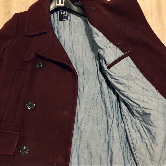 SOLD!! GAP | Burgundy Wool Blend Peacoat Jacket - Picture 3 of 6